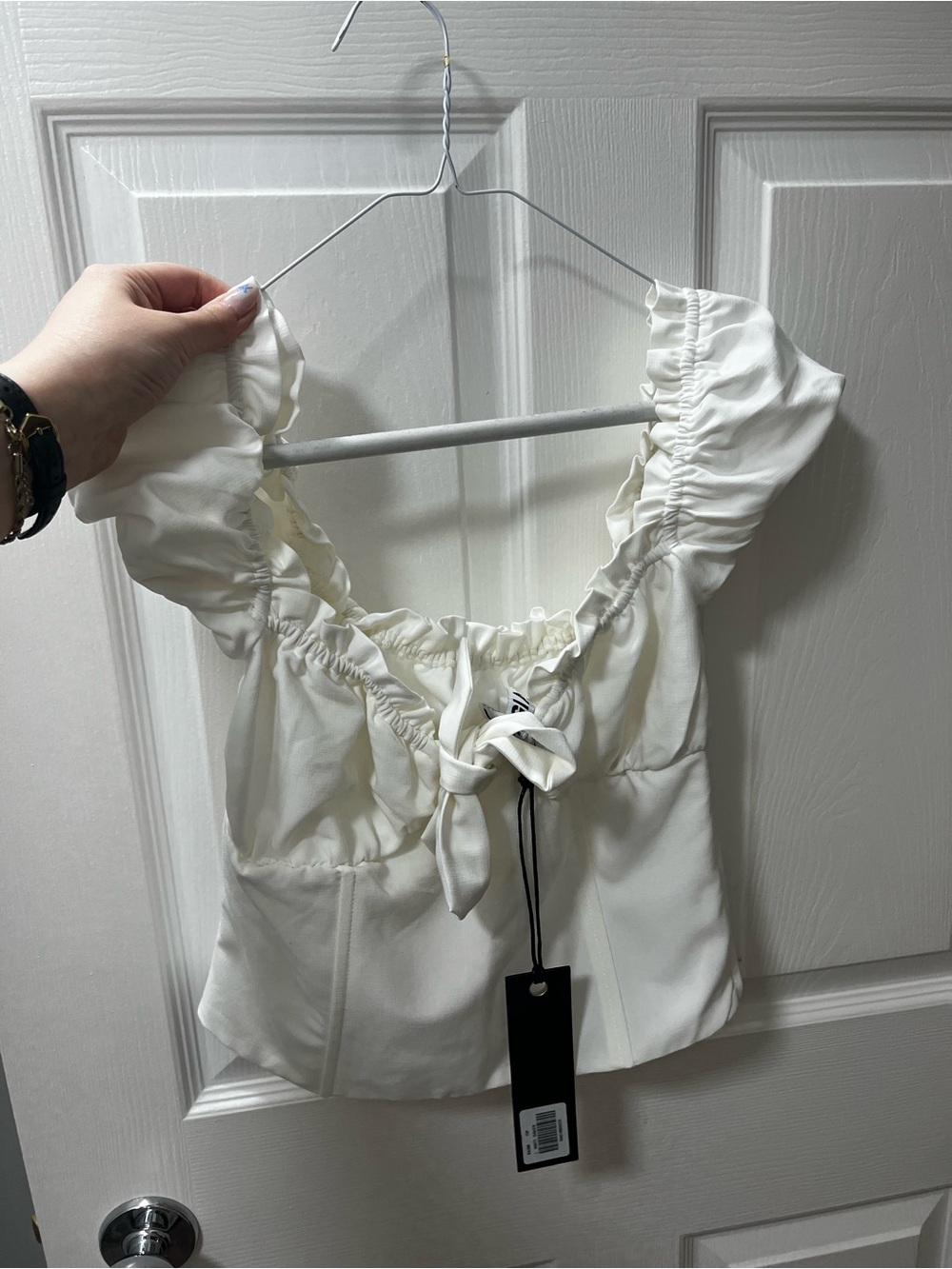 I.AM.GIA Ivory Ruffled Tie-Front Corset Naomi Top